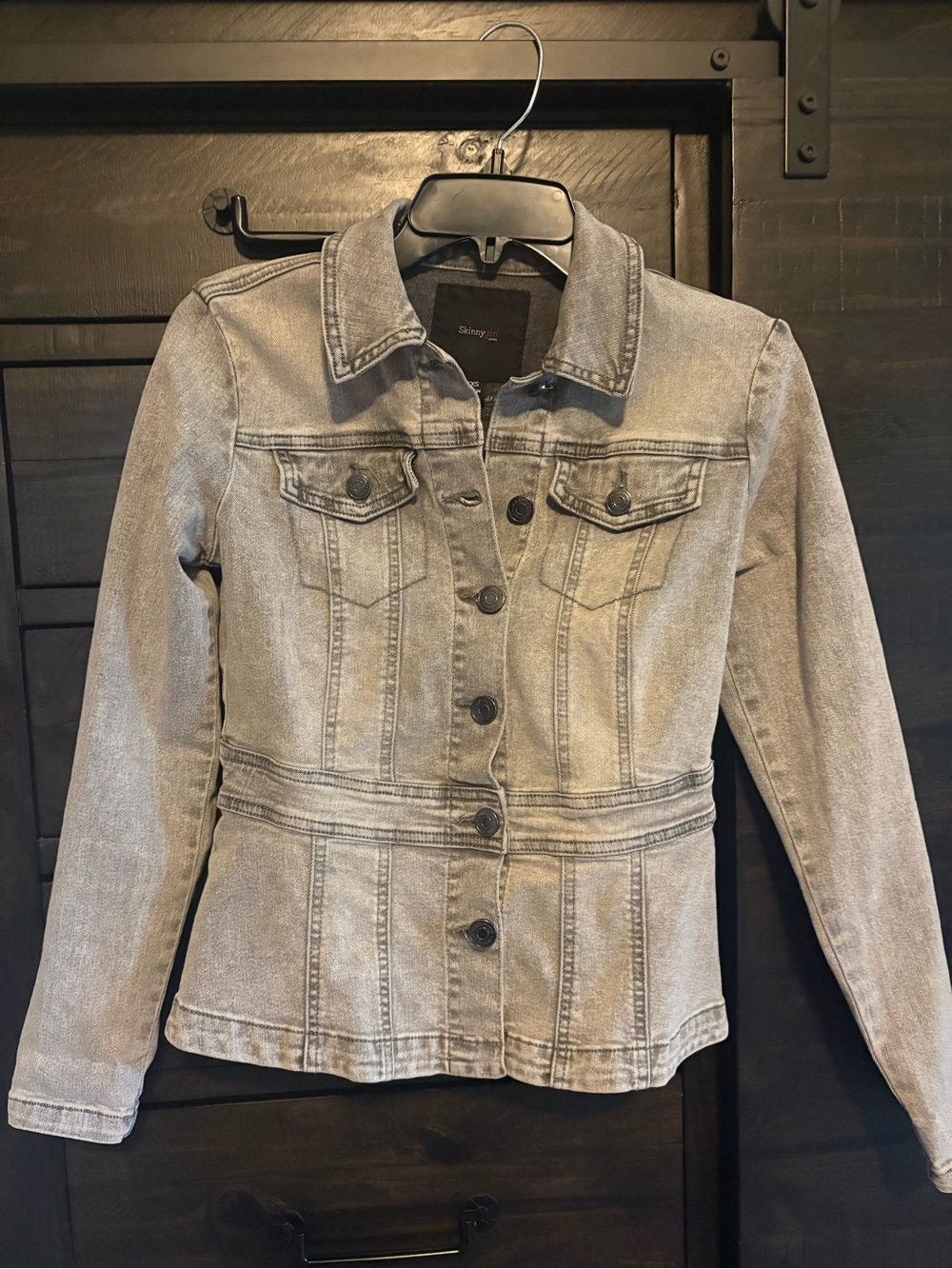 Skinnygirl Gray Washed Denim peplum Jacket